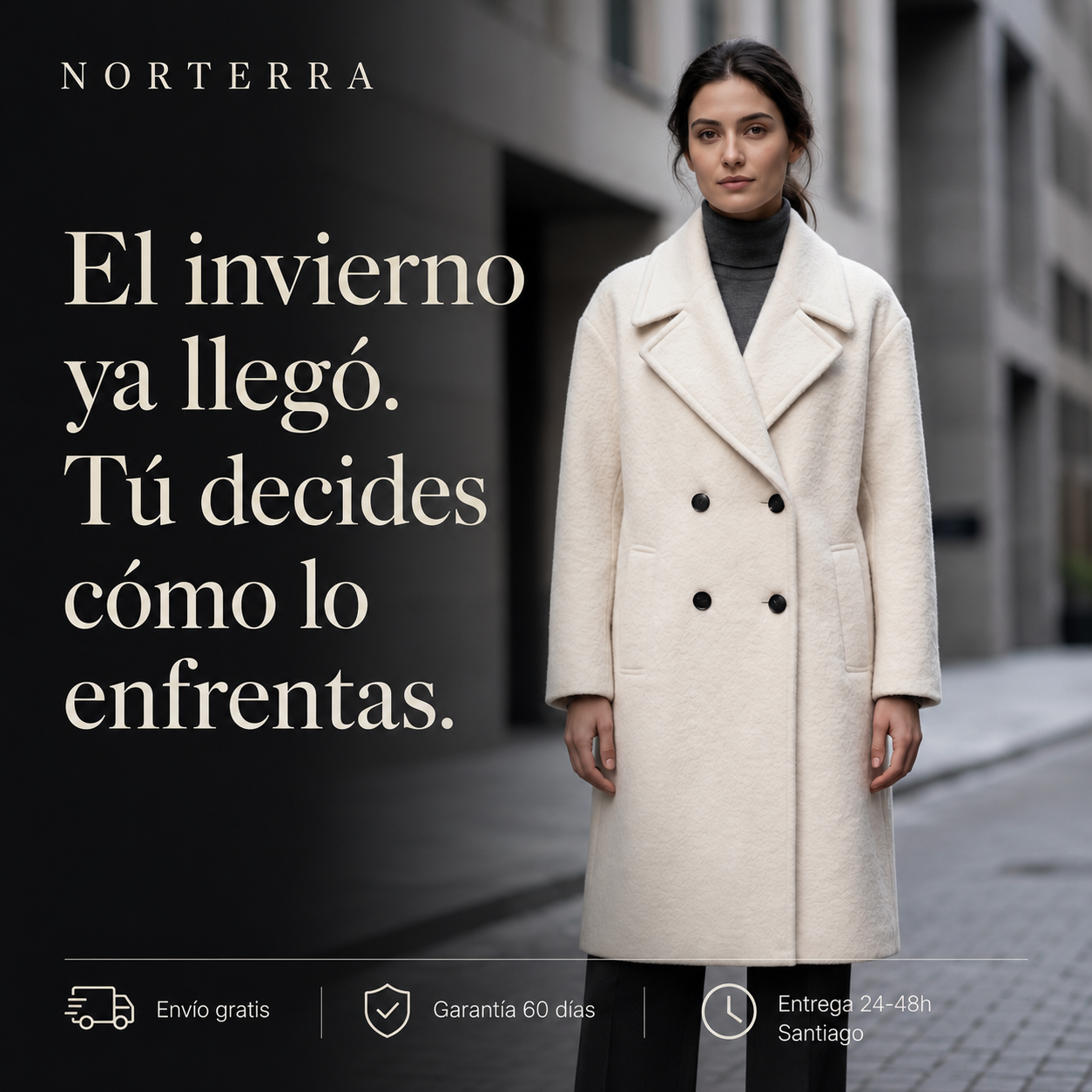Winter Marfil-Abrigo Elegante Que Combina Con Todo