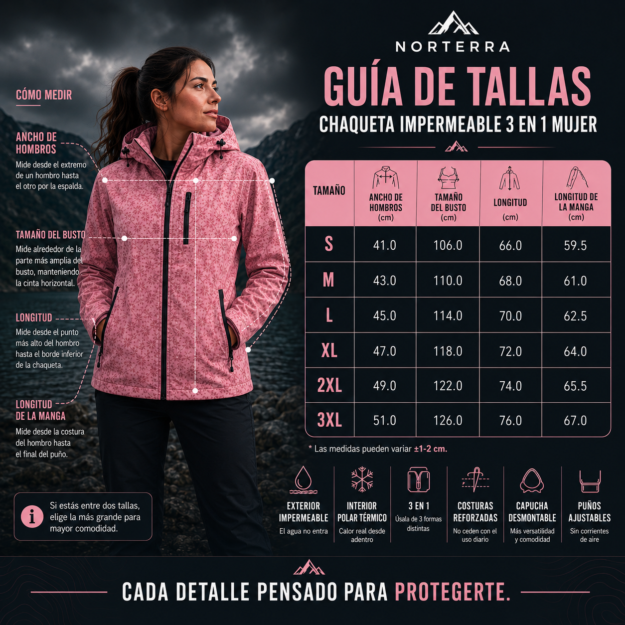 Vortex 3 en 1 Chaqueta Impermeable mujer