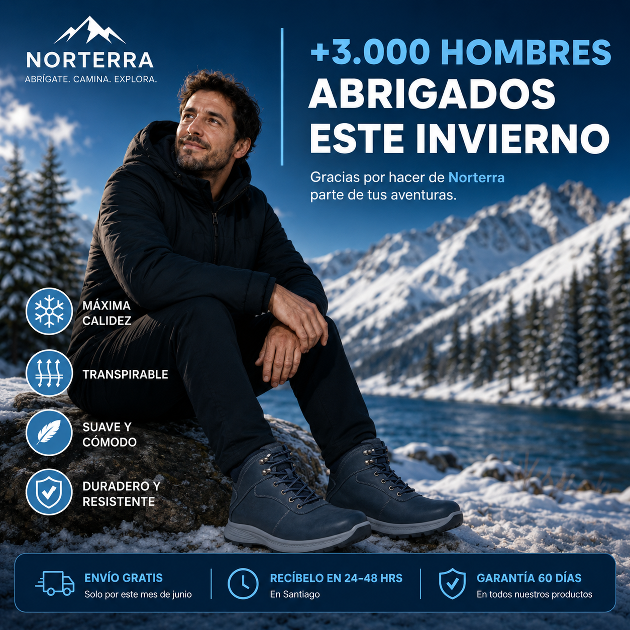 Bota Nordic Hombre + Pack 3 Calcetines Térmicos