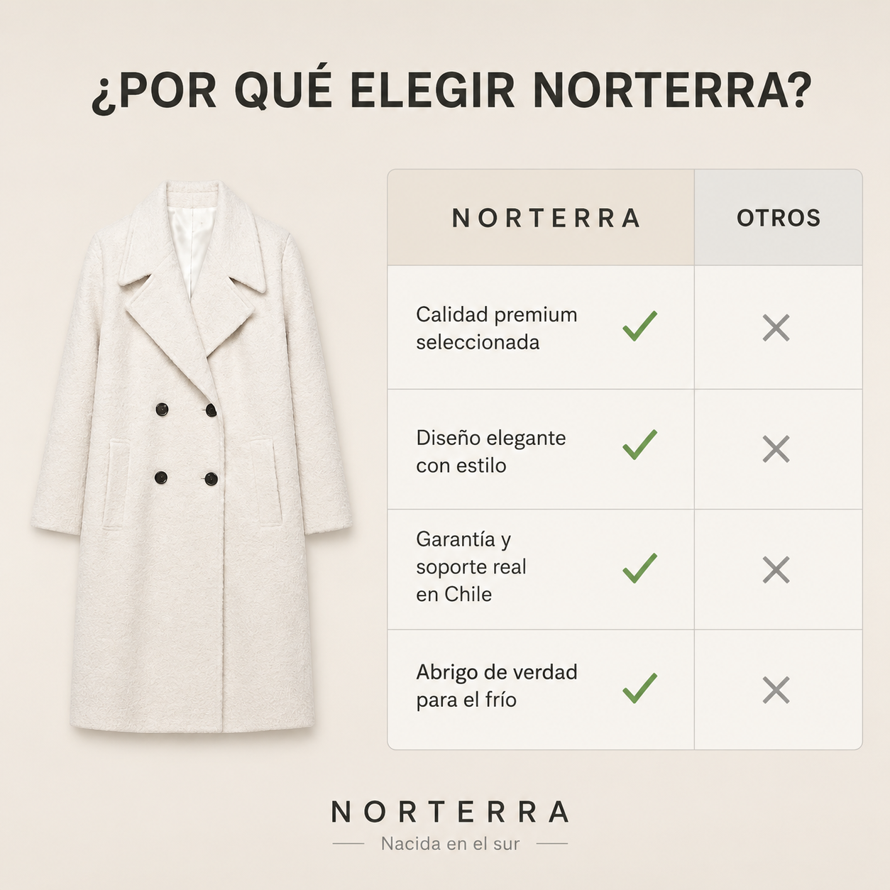 Winter Marfil-Abrigo Elegante Que Combina Con Todo