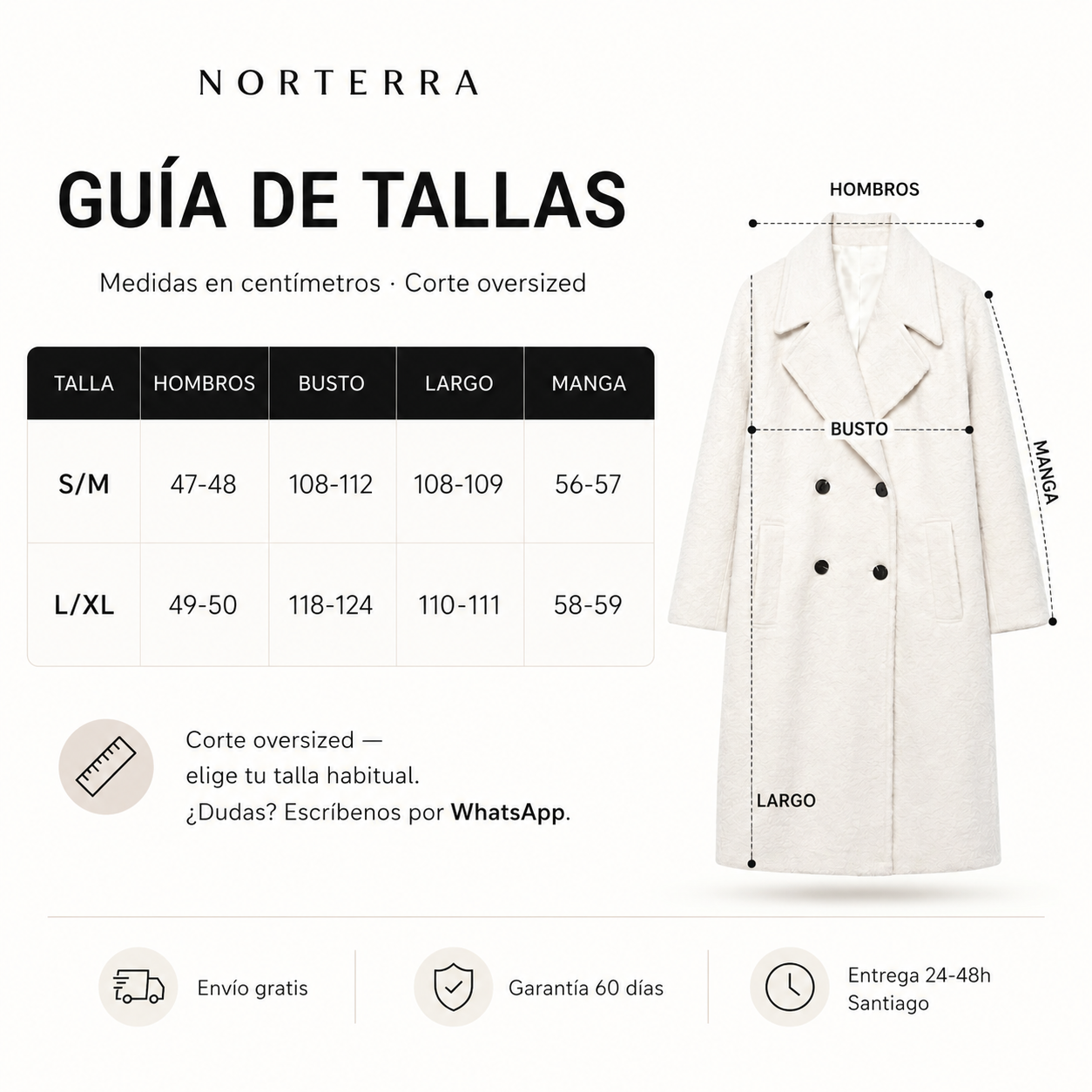 Winter Marfil-Abrigo Elegante Que Combina Con Todo