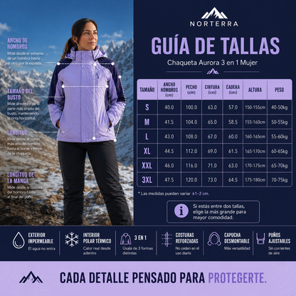 Aurora | Chaqueta 3 en 1 Impermeable para Mujer