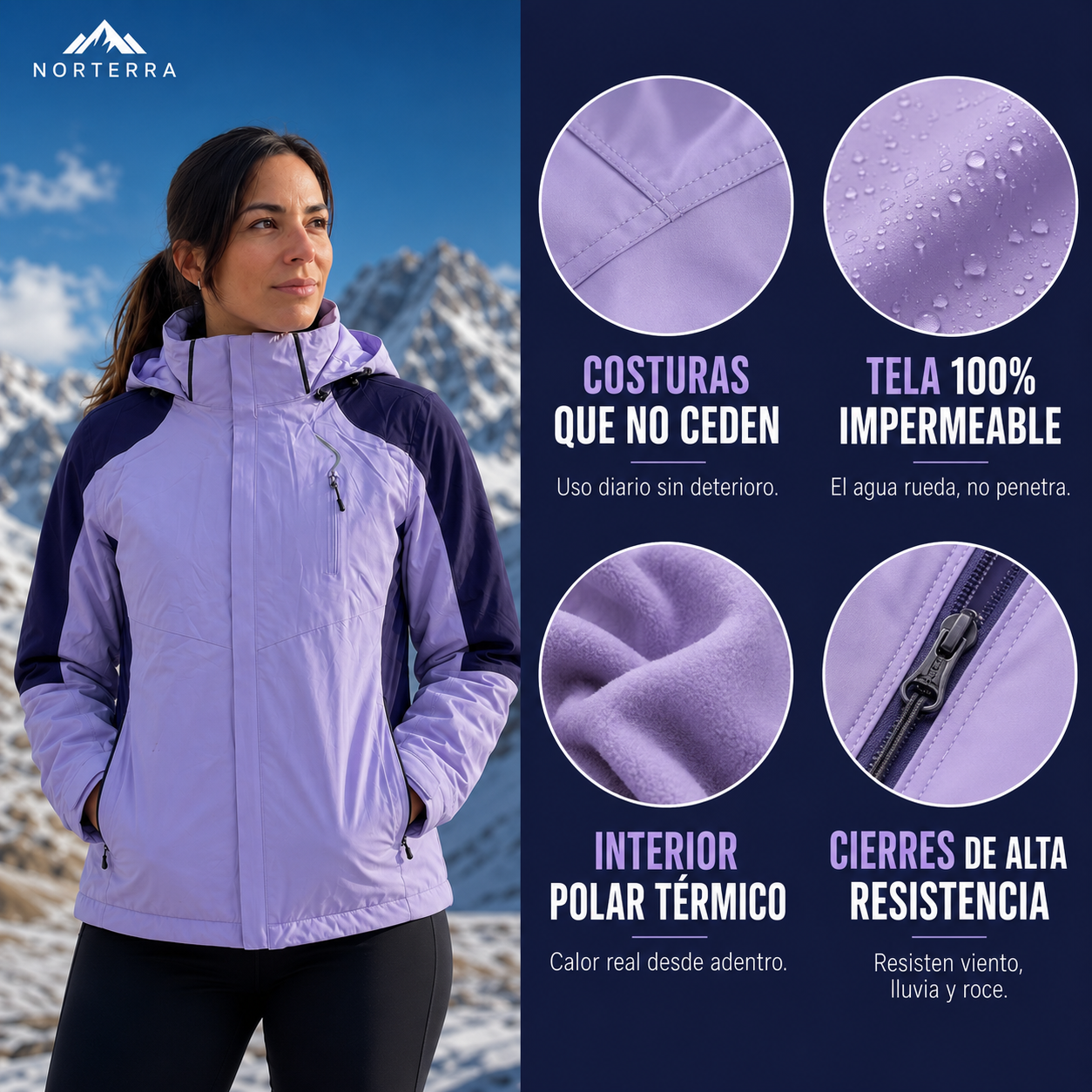 Aurora | Chaqueta 3 en 1 Impermeable para Mujer
