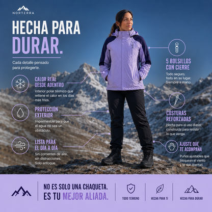 Aurora | Chaqueta 3 en 1 Impermeable para Mujer