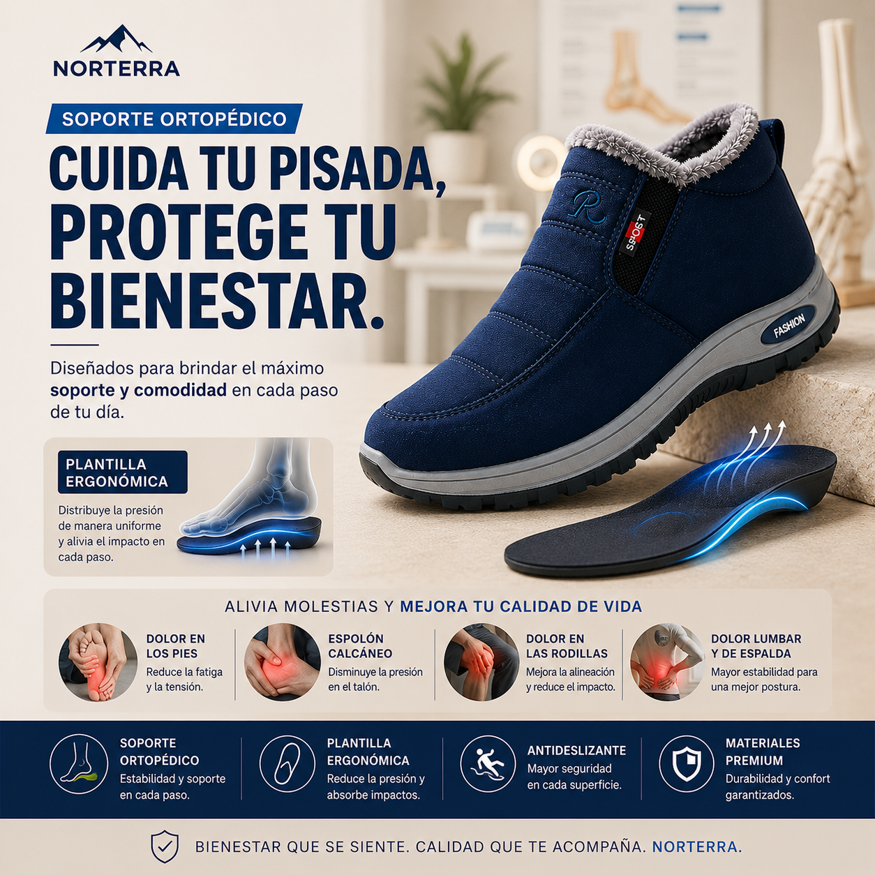 Botines Ortopédicos Impermeables con Forro Térmico