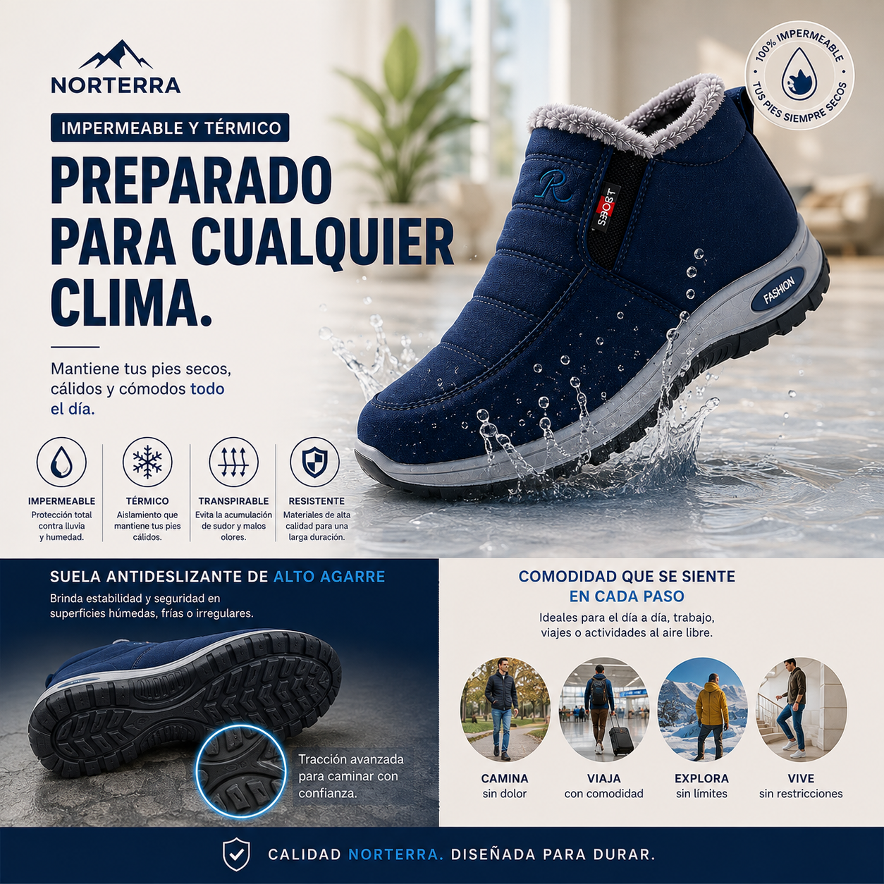 Botines Ortopédicos Impermeables con Forro Térmico