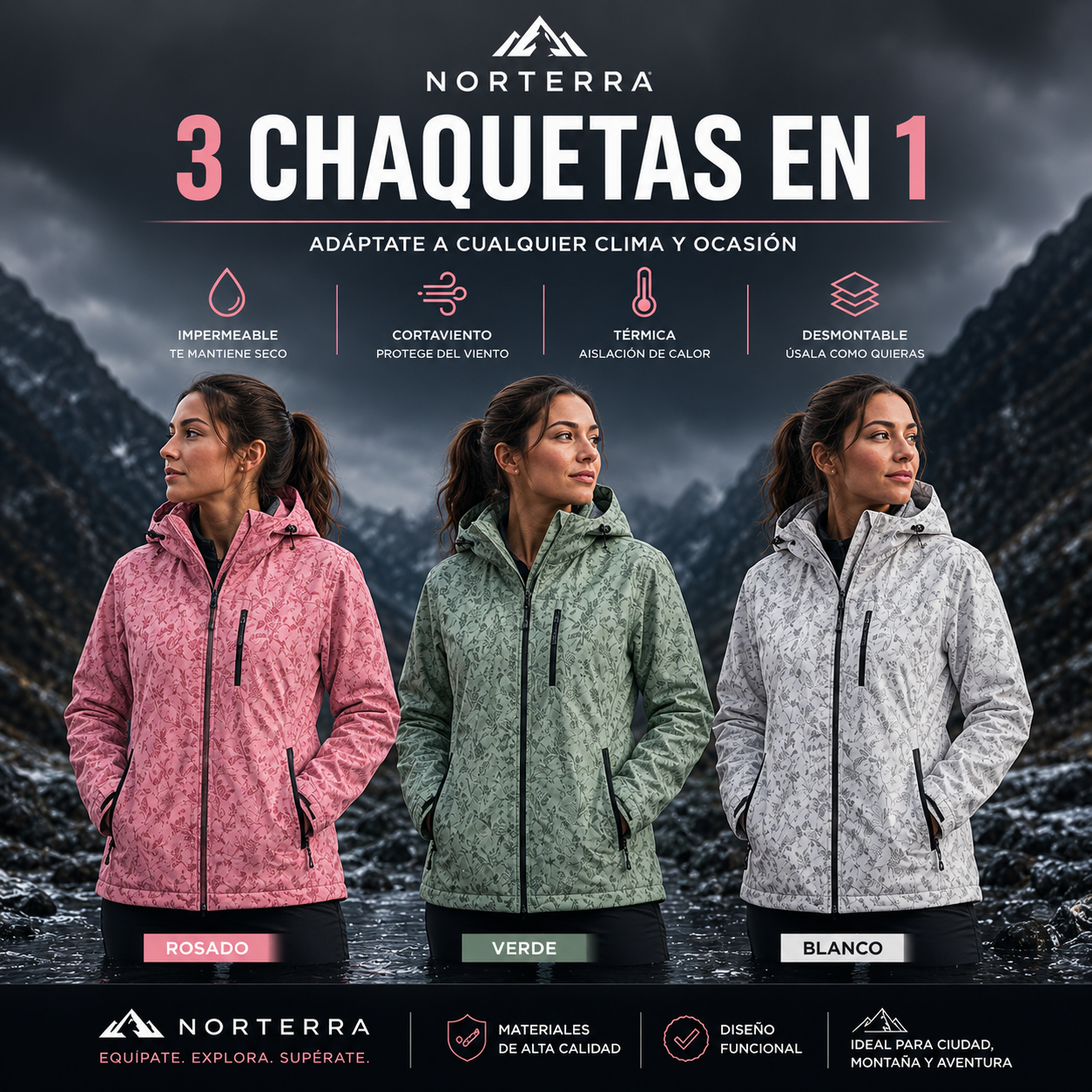 Vortex 3 en 1 Chaqueta Impermeable mujer